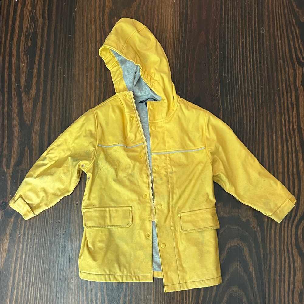 Lands' End Kids Yellow Raincoat with Gray Interior